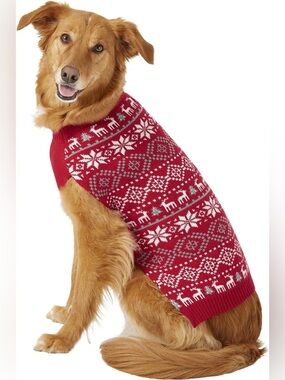 Frisco by Chewy Dog Reindeer Christmas Fair Isle Holiday Sweater Red XL NWOT